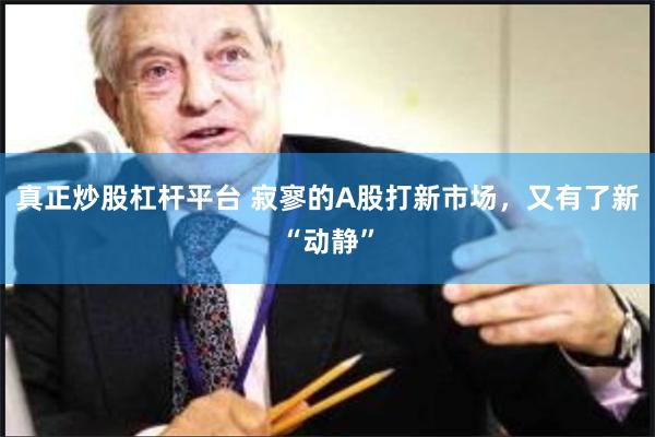 真正炒股杠杆平台 寂寥的A股打新市场，又有了新“动静”